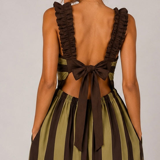 VESTIDO LISTRADA COM ALÇAS DE ELÁSTICO