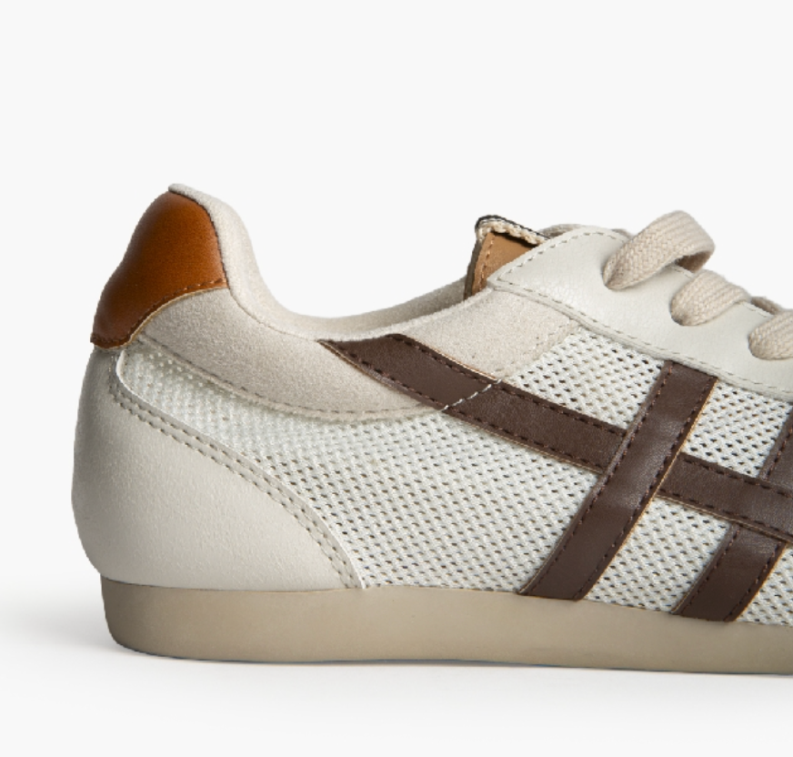 CORINA - TENIS DESPORTIVO RETRO BRANCO E CASTANHO