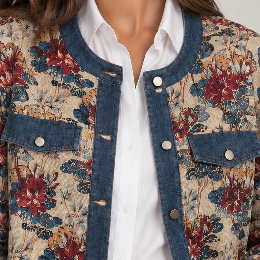 CASACO FLORAL COM DETALHES DE GANGA
