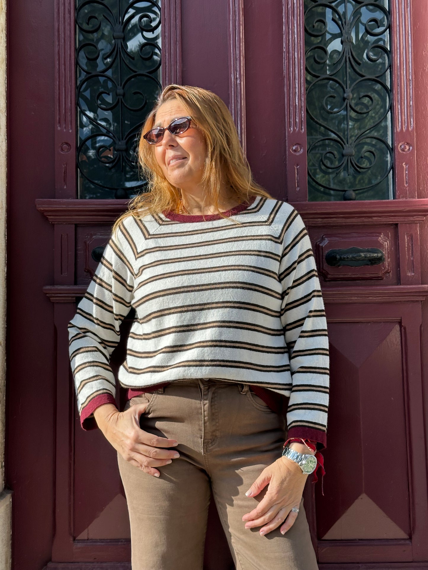 CAMISOLA DE MALHA COM RISCAS FININHAS