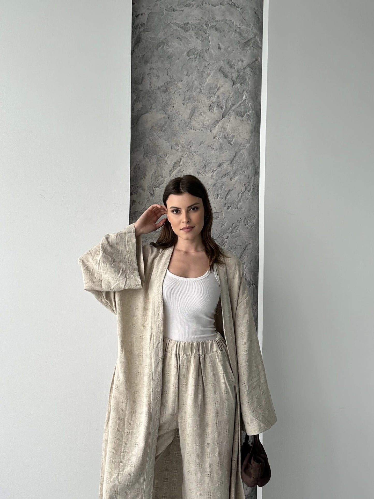 CONJUNTO KIMONO BEGE