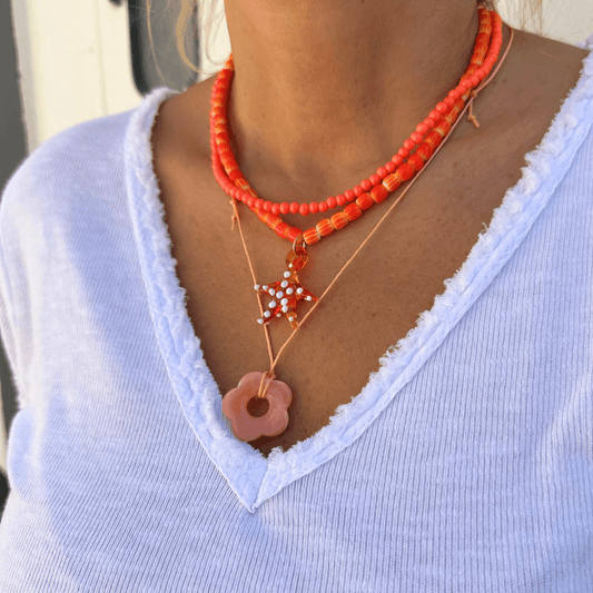 CONJUNTO COLARES ESTRELA LARANJA - Pé Calçado