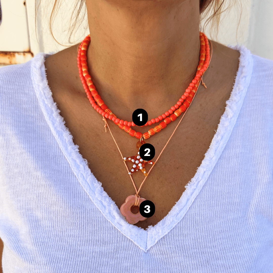 CONJUNTO COLARES ESTRELA LARANJA - Pé Calçado