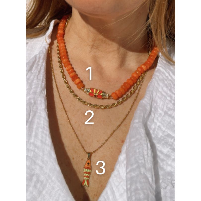 CONJUNTO DE COLARES MARESIA LARANJA - Pé Calçado