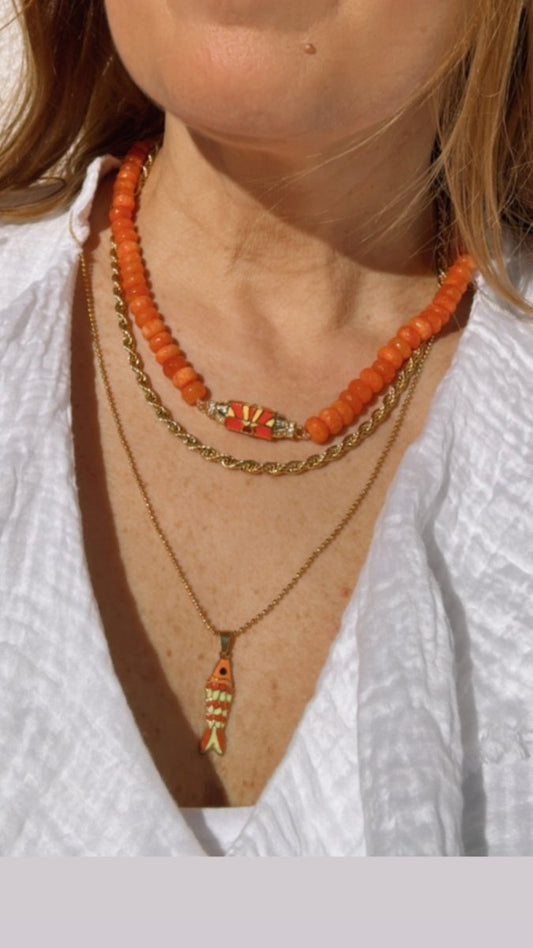 CONJUNTO DE COLARES MARESIA LARANJA - Pé Calçado