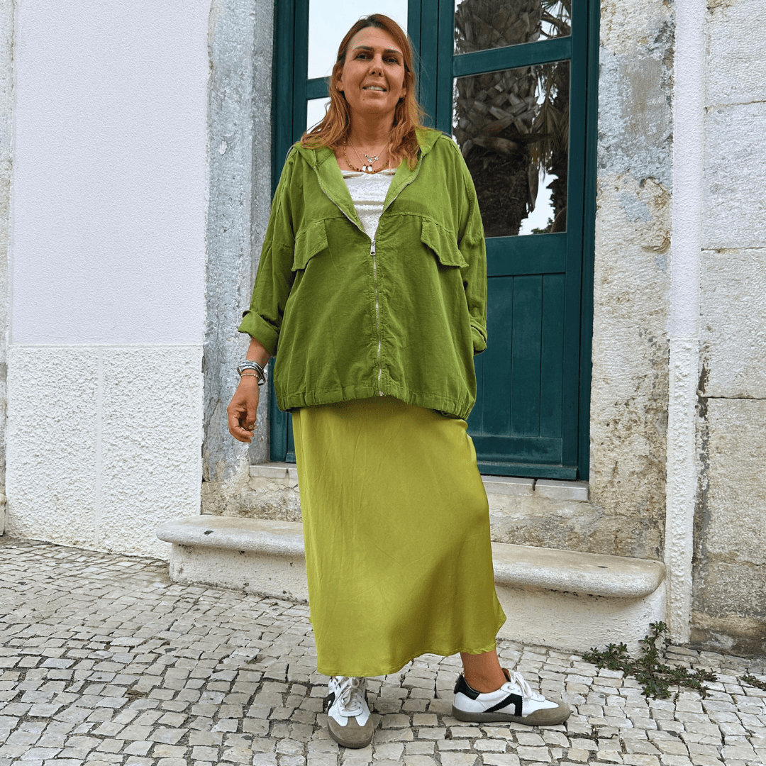 SAIA ACETINADA DE VISCOSE - Pé Calçado