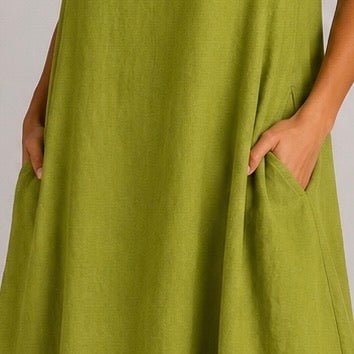 VESTIDO DE LINHO COM GOLA - Pé Calçado