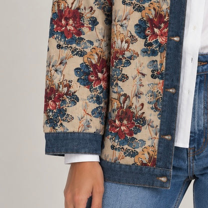 CASACO FLORAL COM DETALHES DE GANGA