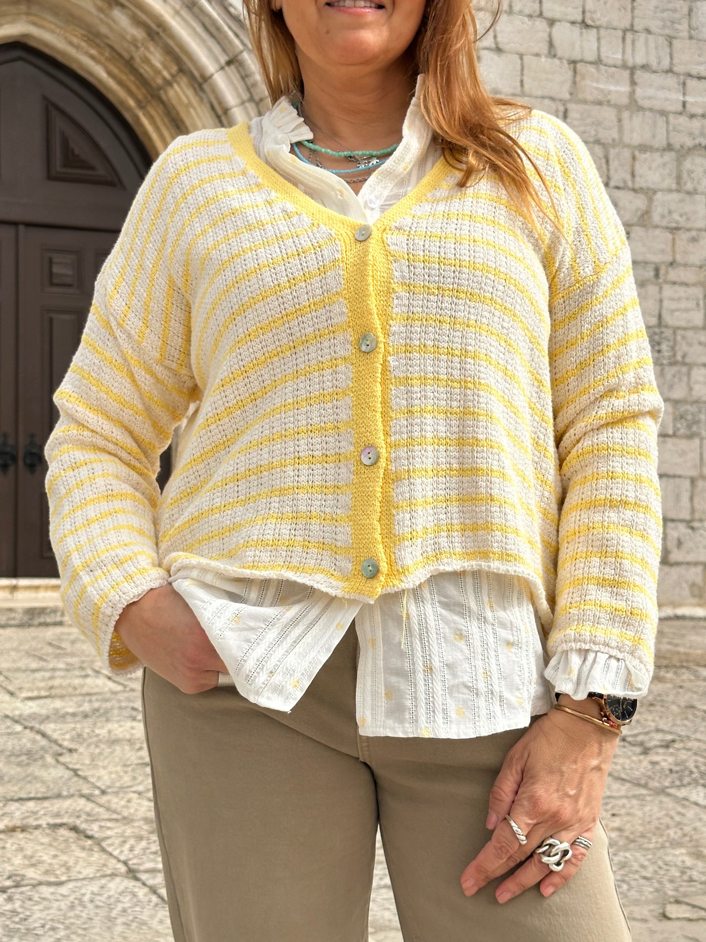 CARDIGAN DE LINHA DE ALGODÃO