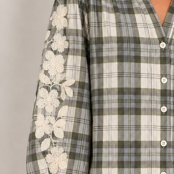 CAMISA XADREZ BORDADA