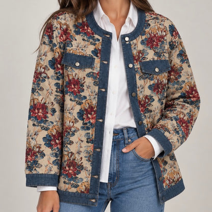 CASACO FLORAL COM DETALHES DE GANGA
