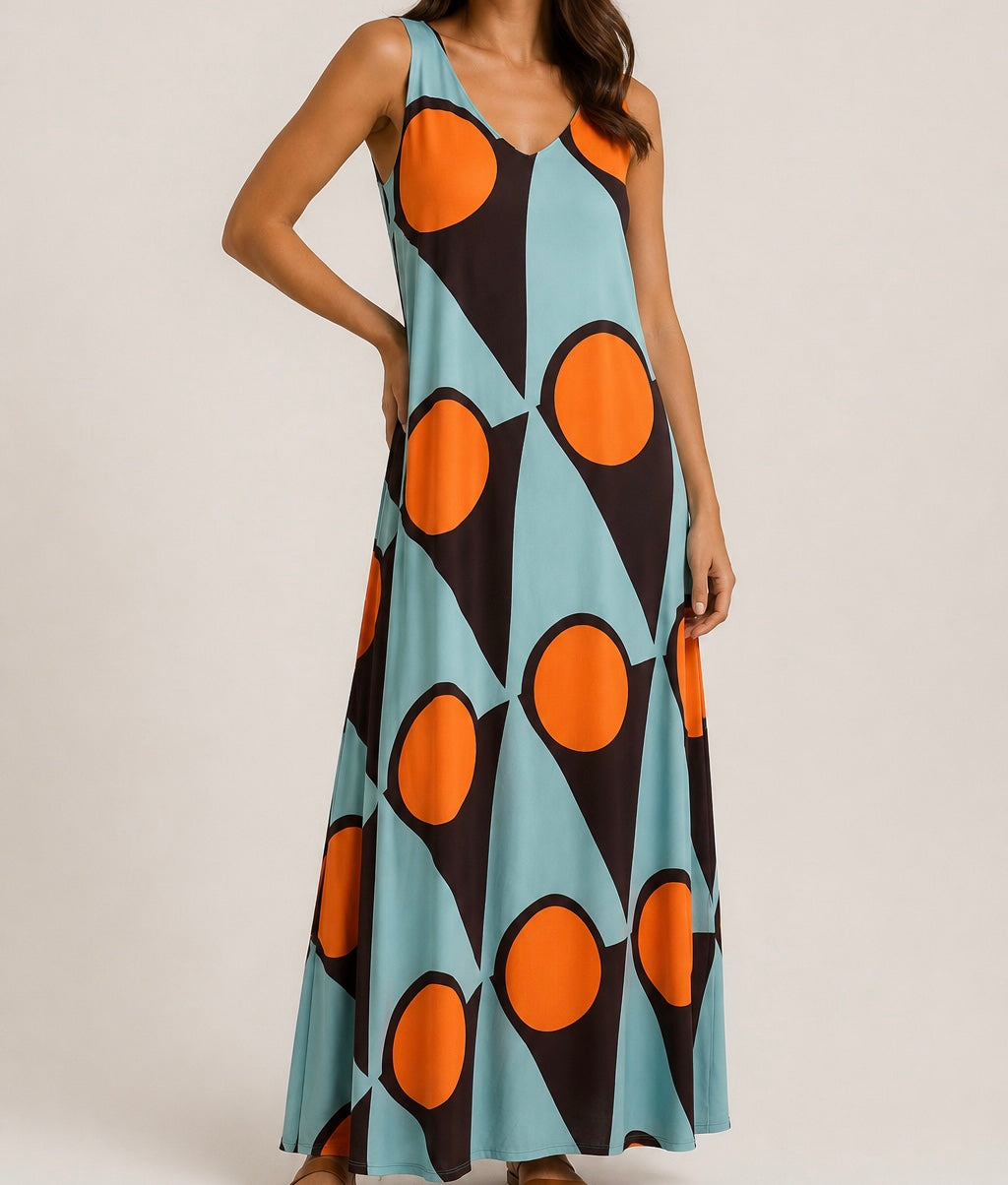 VESTIDO DE MALHA FRIA GEOMÉTRICO