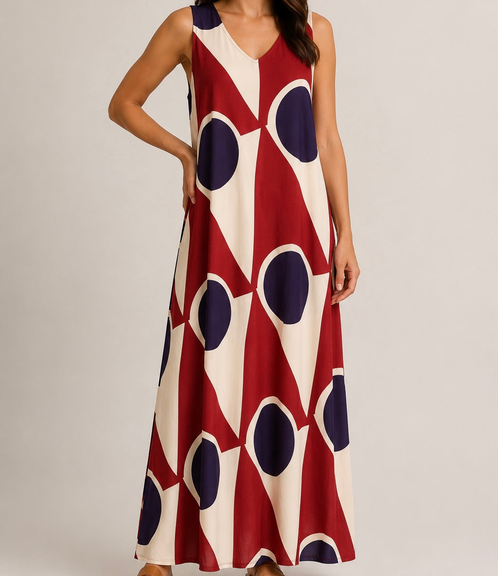 VESTIDO DE MALHA FRIA GEOMÉTRICO
