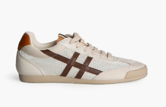 CORINA - TENIS DESPORTIVO RETRO BRANCO E CASTANHO