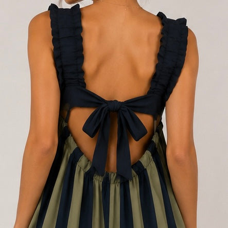 VESTIDO LISTRADA COM ALÇAS DE ELÁSTICO