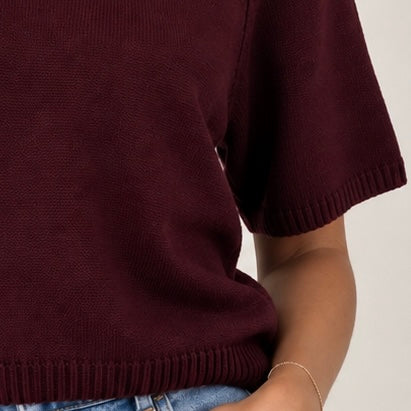 CAMISOLA DE MALHA COM MANGA PERFURADA