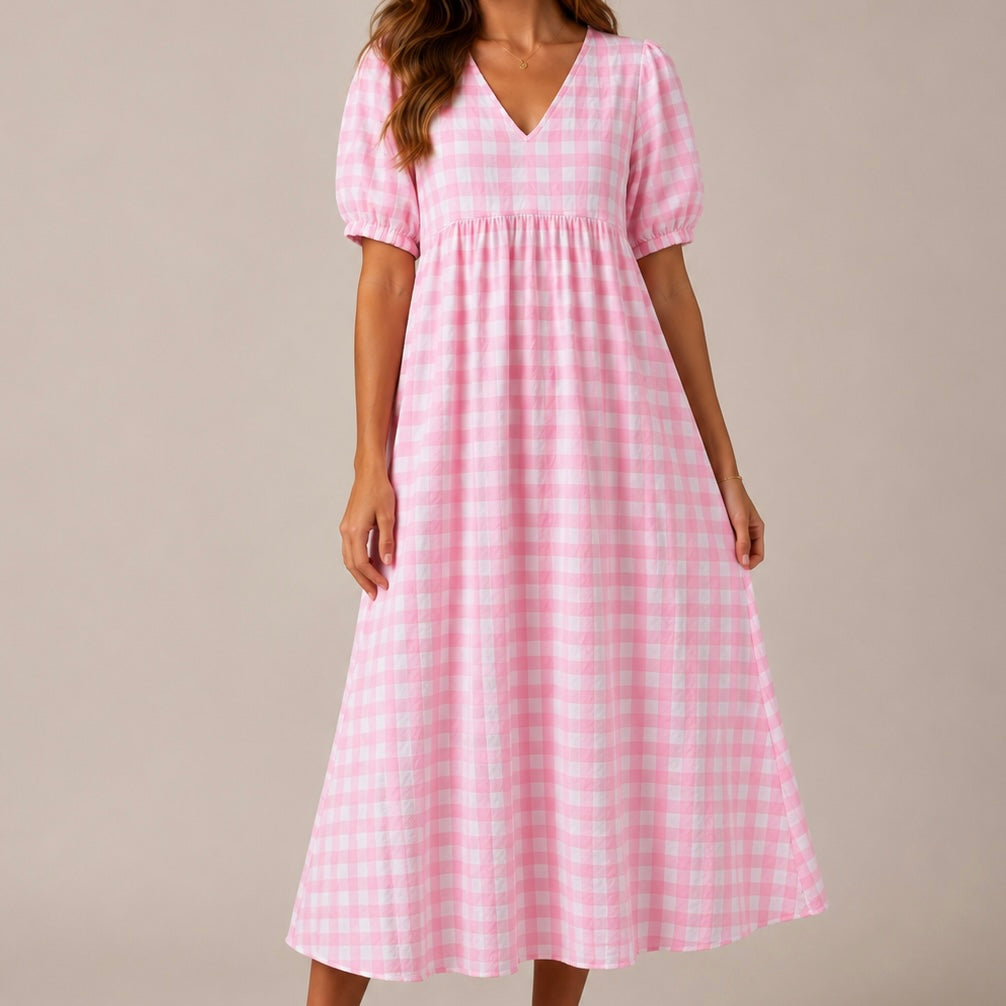 VESTIDO QUADRADOS COM MANGA