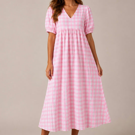 VESTIDO QUADRADOS COM MANGA
