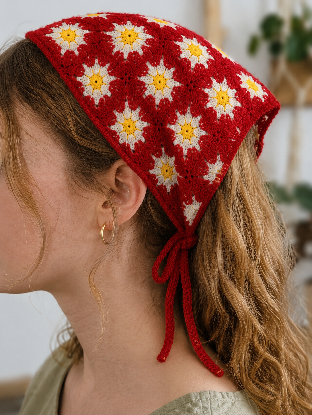 LENÇO DE CROCHET MARGARIDAS
