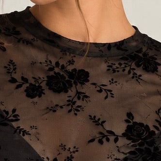 CAMISOLA TRANSPARENTE COM VELUDO