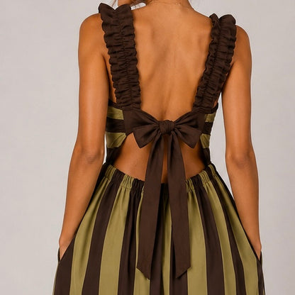 VESTIDO LISTRADA COM ALÇAS DE ELÁSTICO