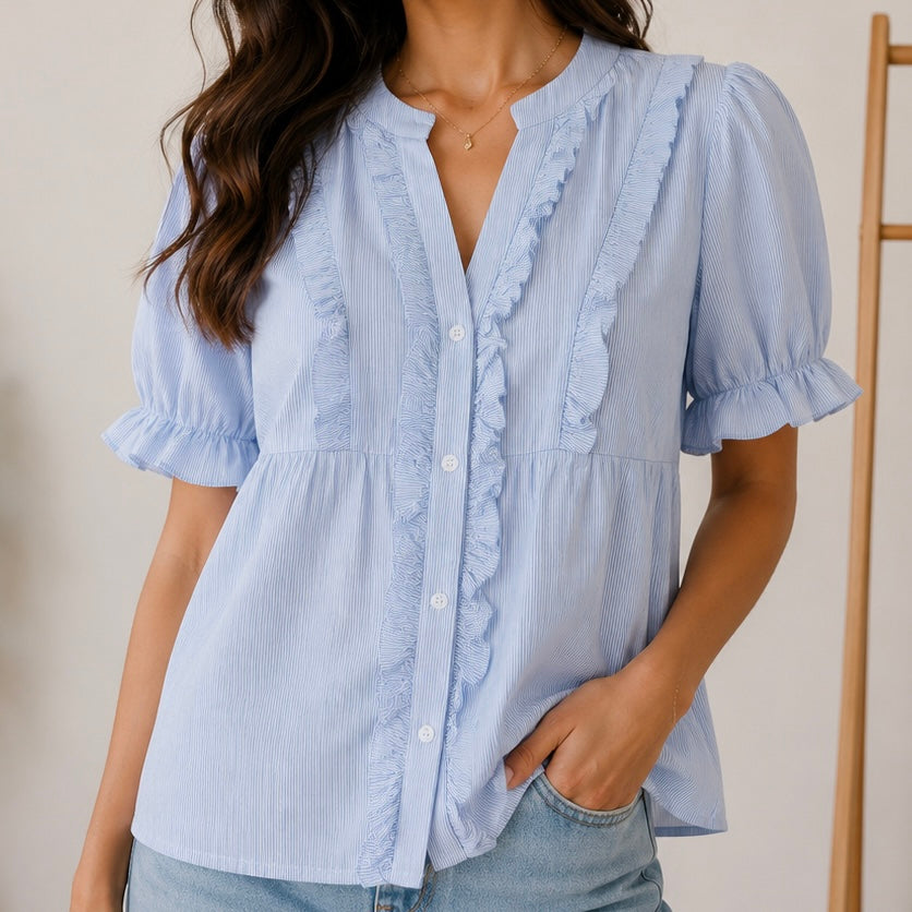 CAMISA ÀS RISQUINHAS COM FOLHOS