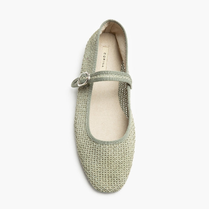 CORINA | MARY JANE CROCHÊ VERDE KAKI