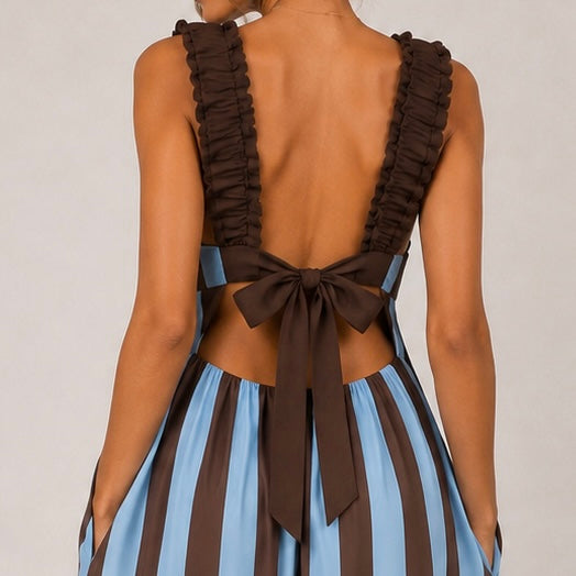 VESTIDO LISTRADA COM ALÇAS DE ELÁSTICO