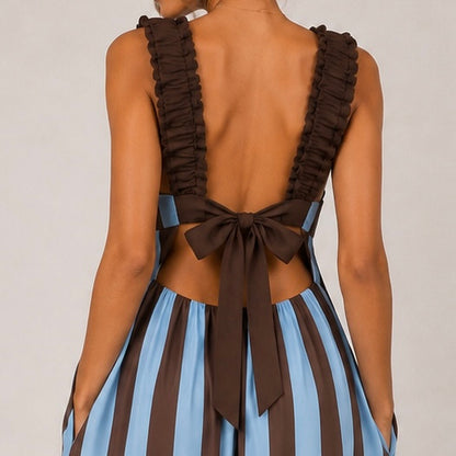 VESTIDO LISTRADA COM ALÇAS DE ELÁSTICO