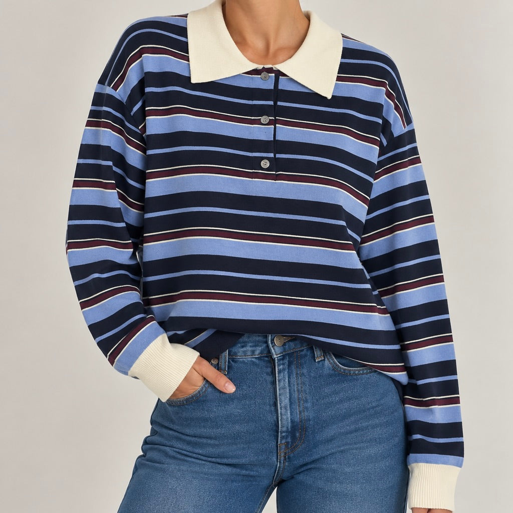 CAMISOLA DE RISCAS COM GOLA