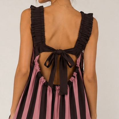 VESTIDO LISTRADA COM ALÇAS DE ELÁSTICO