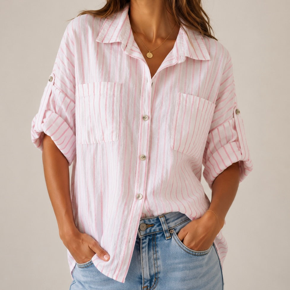 CAMISA DE LINHO ÀS RISCAS