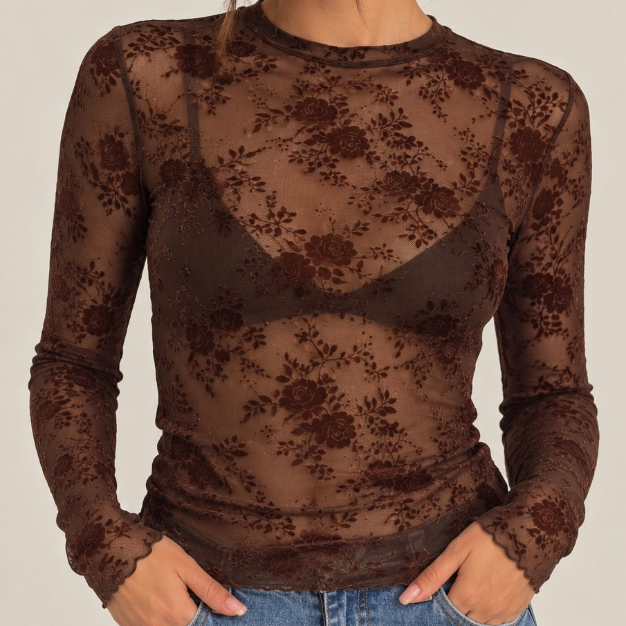 CAMISOLA TRANSPARENTE COM VELUDO