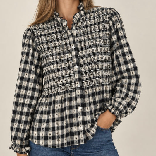 CAMISA XADREZ AZUL E BEGE