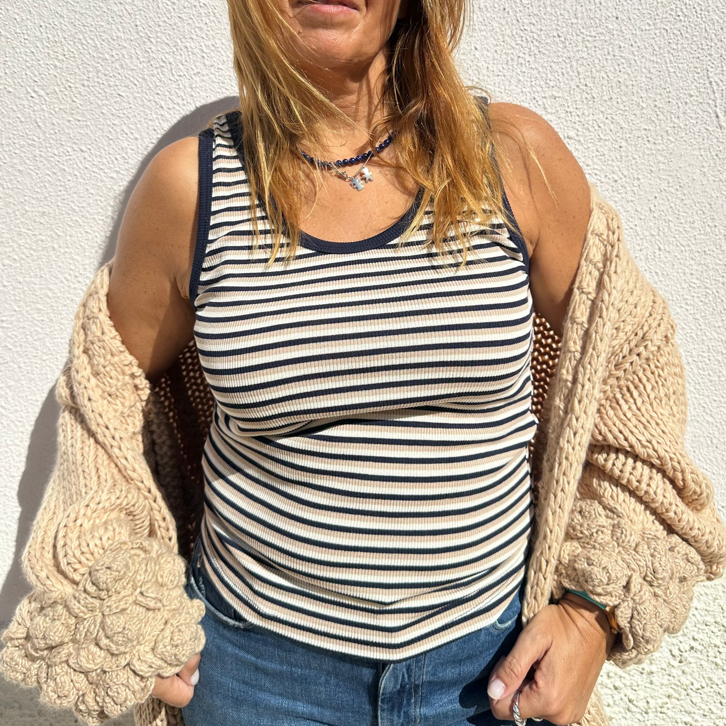 TOP DE ALGODÃO COM RISCAS