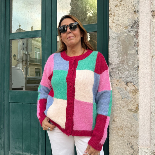 CASACO MALHA COM QUADRADOS