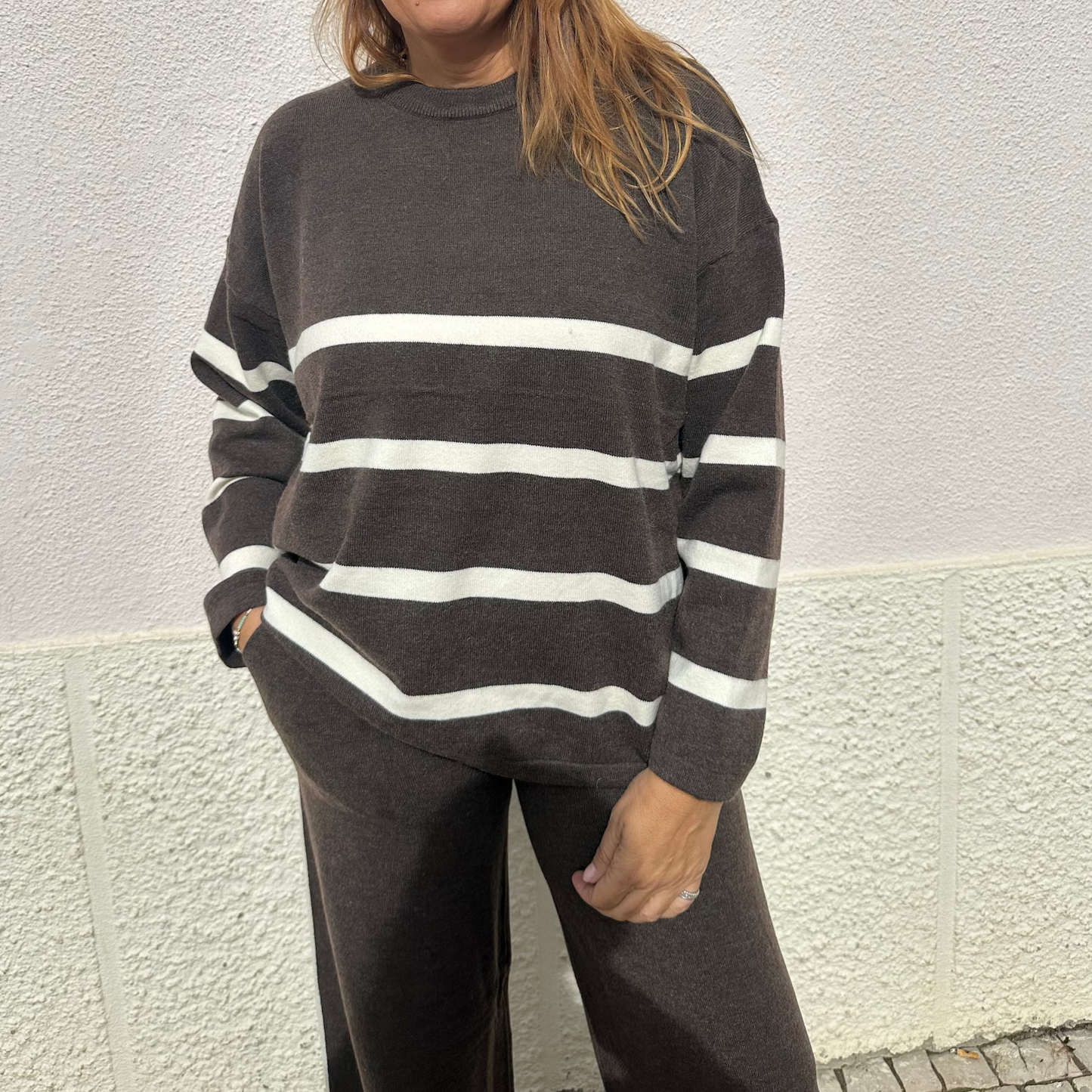 CAMISOLA DE MALHA COM RISCAS