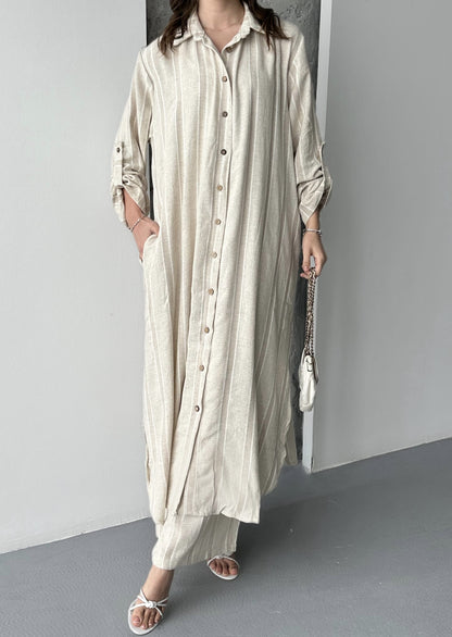 CONJUNTO CAMISA AS RISCAS BEGE