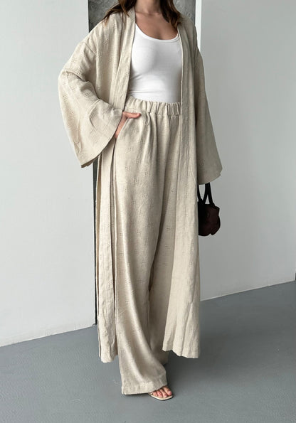 CONJUNTO KIMONO BEGE