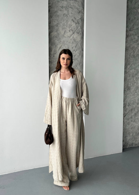 CONJUNTO KIMONO BEGE