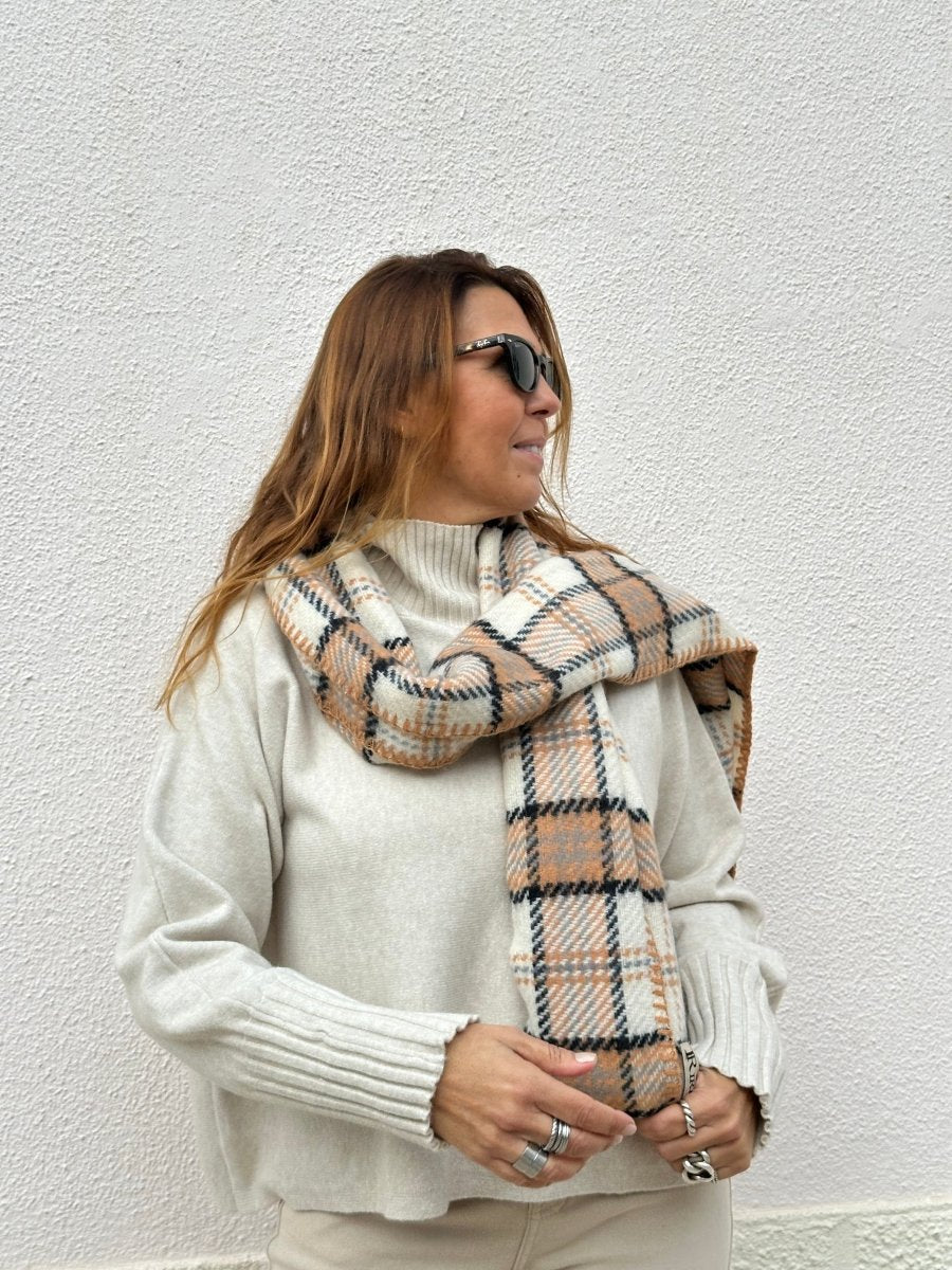 CACHECOL XADREZ CAMEL - Pé Calçado