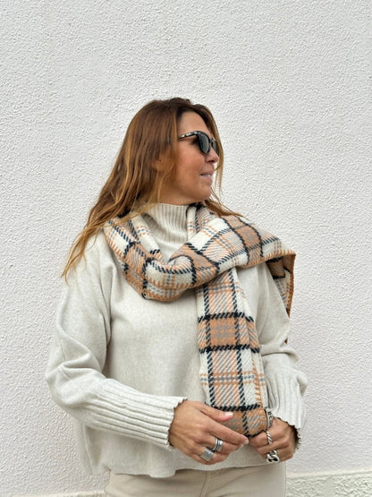 CACHECOL XADREZ CAMEL - Pé Calçado