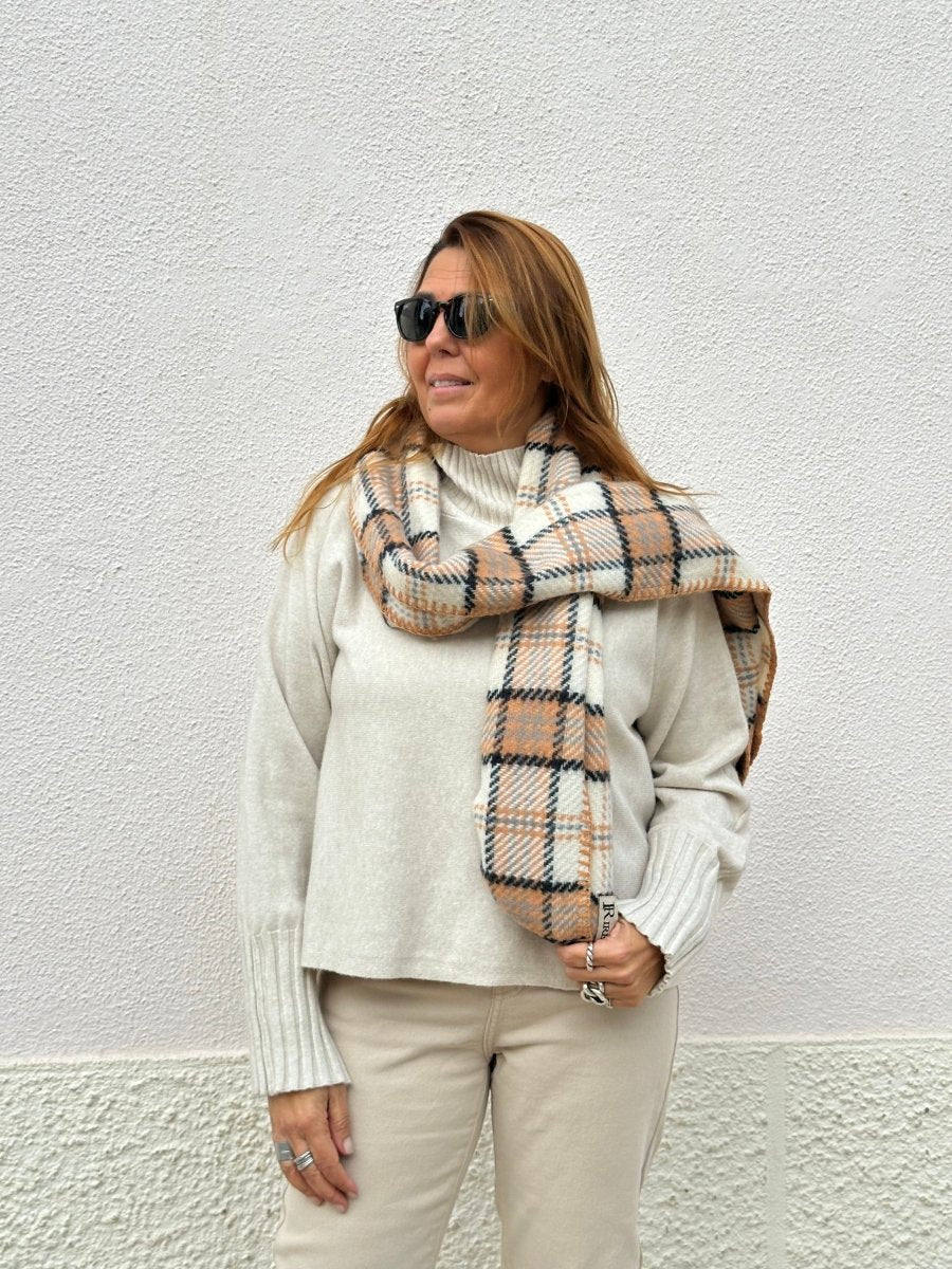 CACHECOL XADREZ CAMEL - Pé Calçado