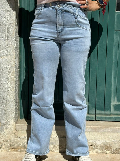 CALÇAS DE GANGA ASSIMÉTRICA - Pé Calçado