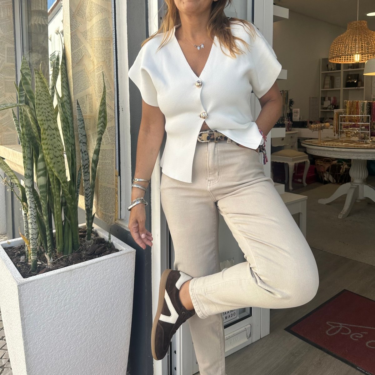 CALÇAS MOM FIT - Pé Calçado