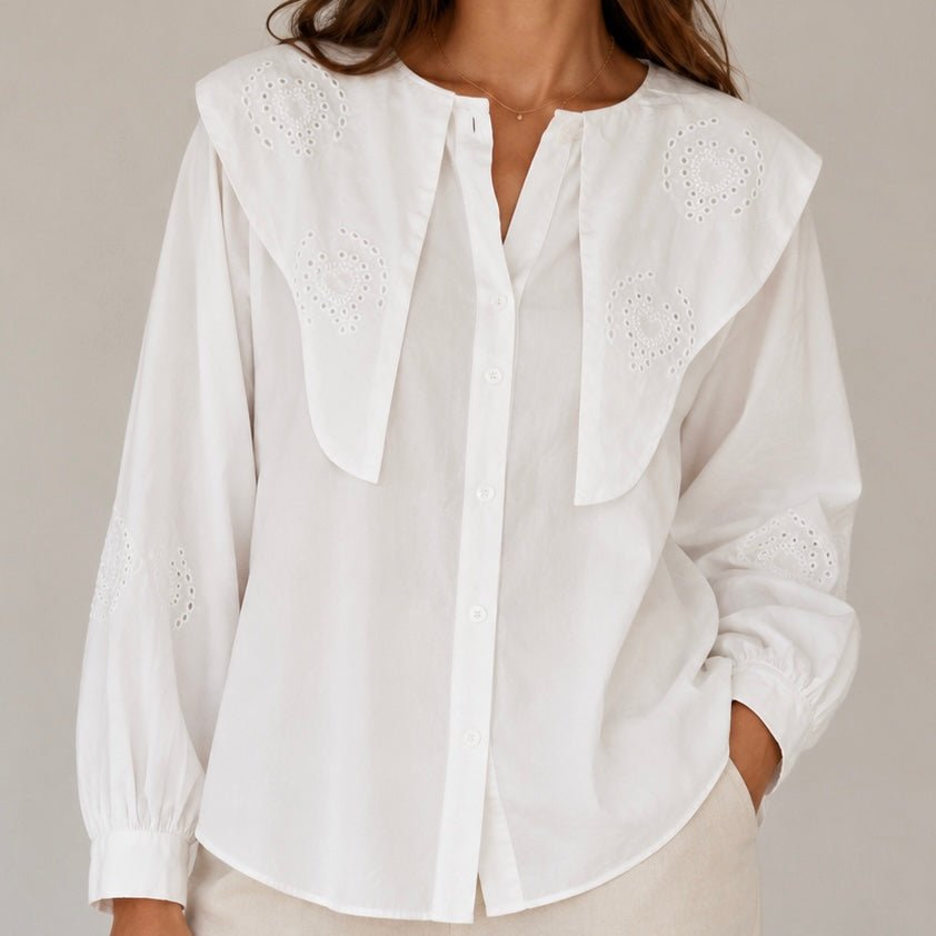 CAMISA COM BABETE PERFURADO - Pé Calçado