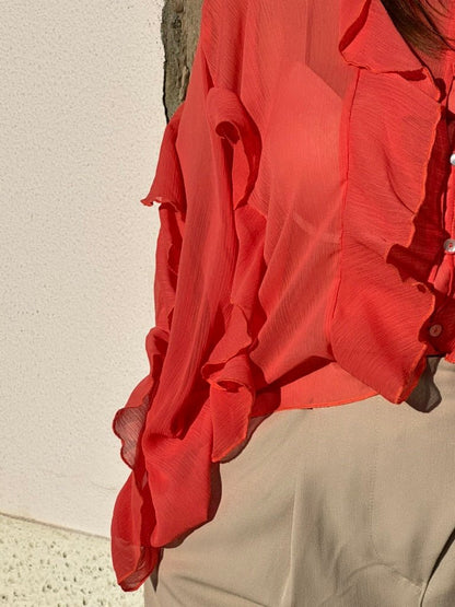 CAMISA COM FOLHOS - MESSIE - Pé Calçado
