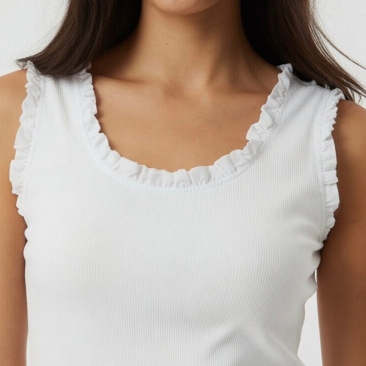 CAMISOLA DE ALÇAS COM FOLHOS - Pé Calçado