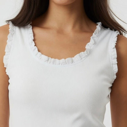 CAMISOLA DE ALÇAS COM FOLHOS - Pé Calçado