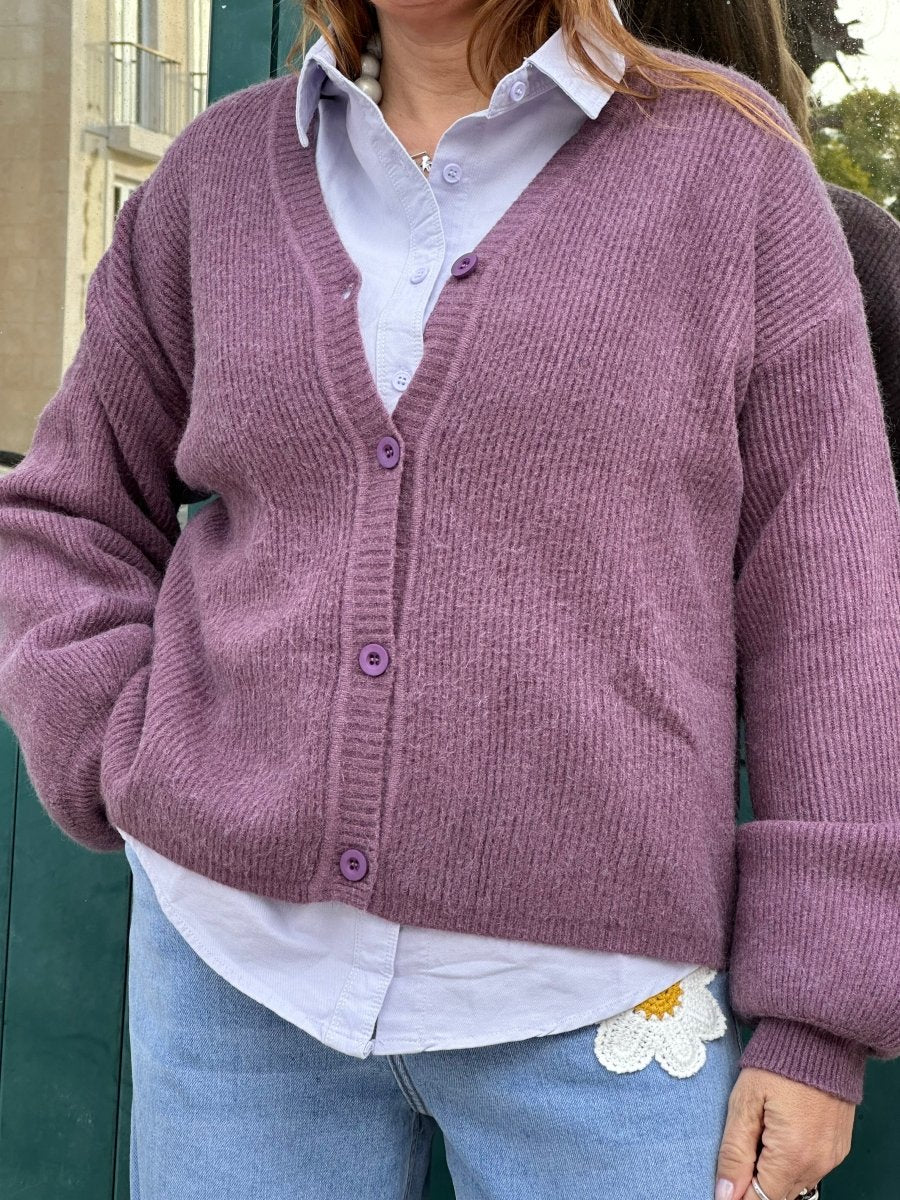 CARDIGAN ROXO - Pé Calçado